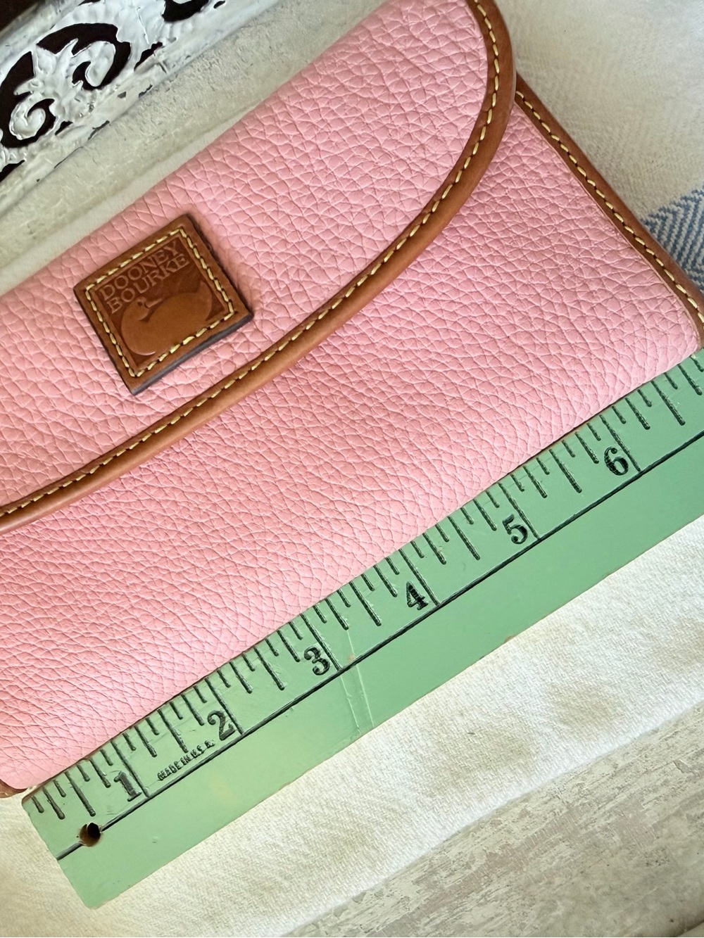 Dooney & Burke EUC Continental Clutch Wallet, Pink Pebbled Leather/British Tan - Picture 7 of 9